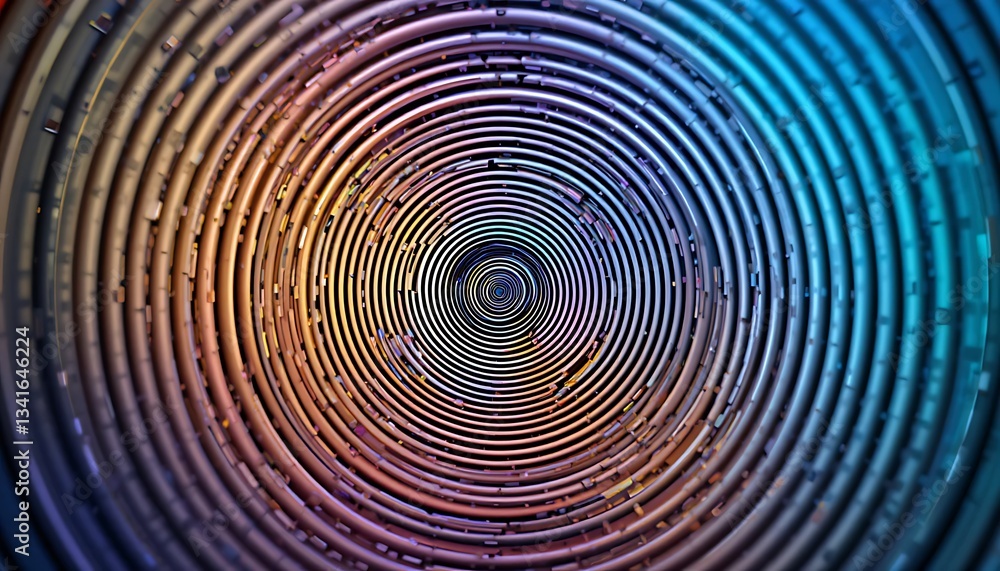 Abstract spiral tunnel with vibrant colors and geometric patterns Abstract spiral tunnel with vibrant colors and geometric patterns
