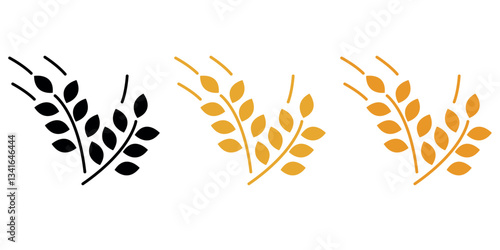 Wheat ear icons vector, yellow wheat icon, grain, cereals grain, agriculture, rice stalk icon vector in trendy flat style illustration isolated on white background.