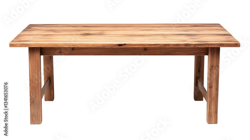 Wooden table with light brown surface and dark legs