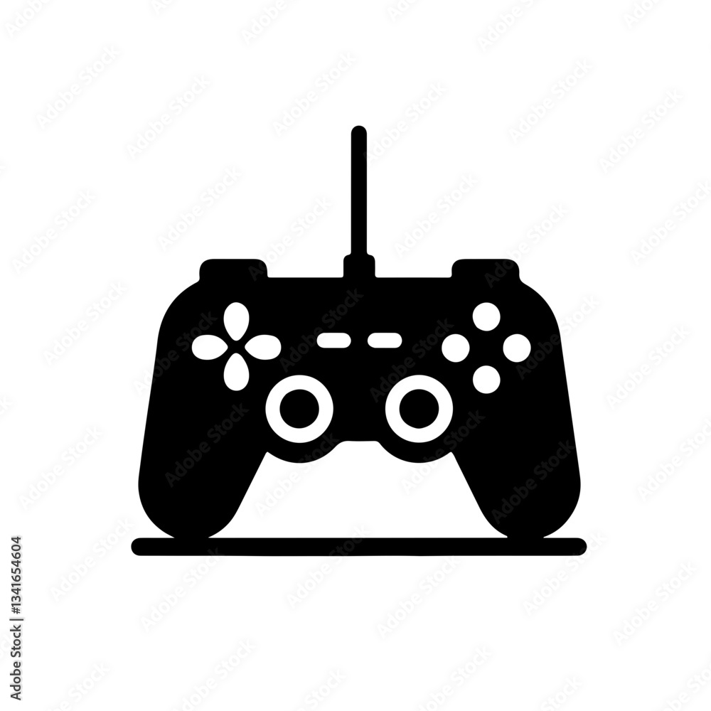 Vector black and white silhouette of the gamepad, made with minimalistic strokes Vector black and white silhouette of the gamepad, made with minimalistic strokes
