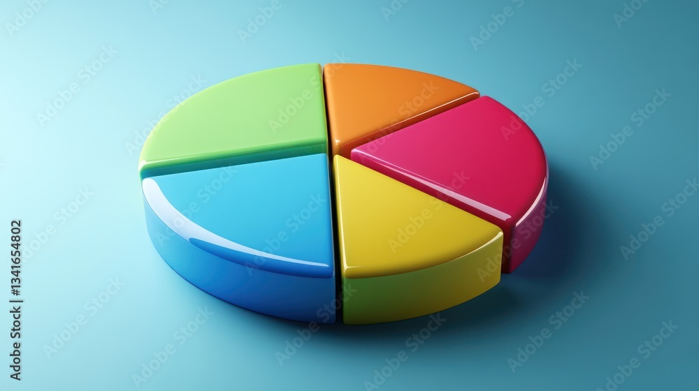 Fototapeta premium 3D financial pie chart with floating percentage labels, designed for a business growth report
