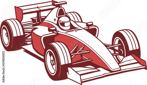 A powerful, stylized graphic illustration of a Formula 1 race car.