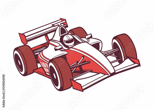 A powerful, stylized graphic illustration of a Formula 1 race car.
