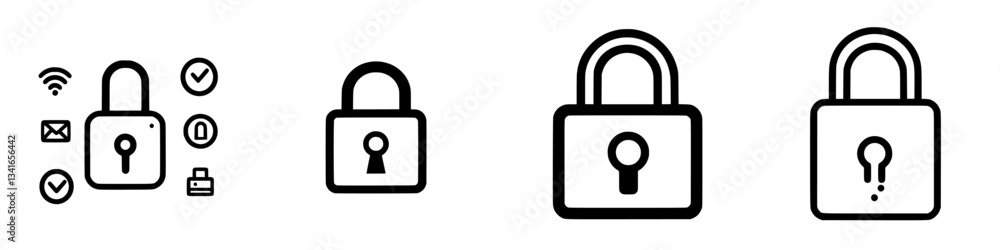 Various lock icons representing security and privacy in digital communication environments Various lock icons representing security and privacy in digital communication environments