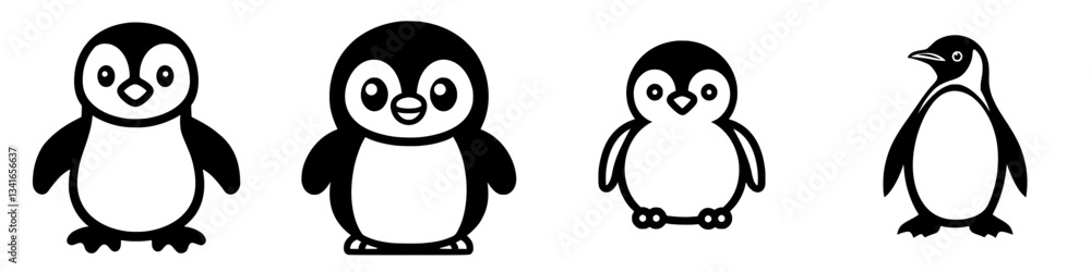 Illustrations of penguins in varying designs showcasing their adorable features and characteristics Illustrations of penguins in varying designs showcasing their adorable features and characteristics