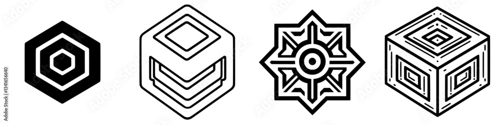 Various geometric patterns displayed in black and white on a neutral background showcasing clean lines and modern design Various geometric patterns displayed in black and white on a neutral background showcasing clean lines and modern design