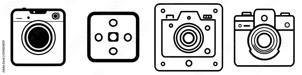 Various camera designs showcasing different photography styles and eras Various camera designs showcasing different photography styles and eras