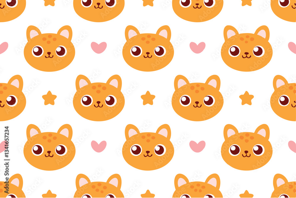 Seamless kawaii-style vector pattern of doodled animals like foxes, bears, rabbits, and cats. Big eyes, rounded shapes, minimalistic expressions, and pastel backgrounds. perfect for nursery textiles Seamless kawaii-style vector pattern of doodled animals like foxes, bears, rabbits, and cats. Big eyes, rounded shapes, minimalistic expressions, and pastel backgrounds. perfect for nursery textiles