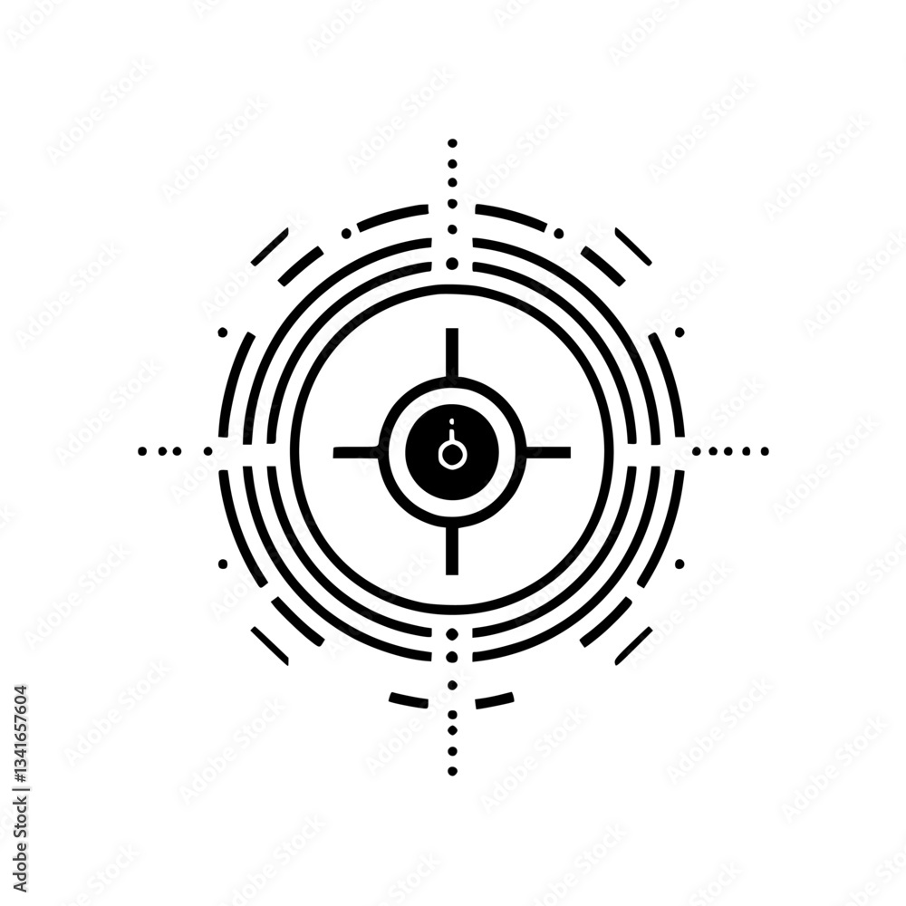 Target design featuring concentric circles and lines with a central focus point in a minimalist style Target design featuring concentric circles and lines with a central focus point in a minimalist style
