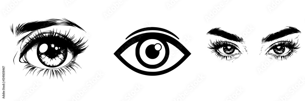 Artistic representation of eyes showcasing various styles and expressions in a minimalist design Artistic representation of eyes showcasing various styles and expressions in a minimalist design