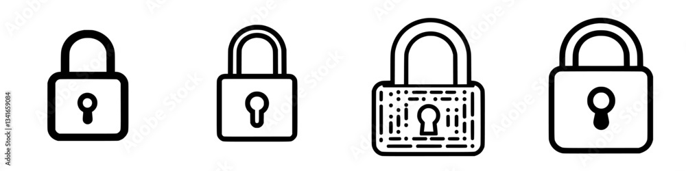 Variety of padlocks displayed in different designs and styles on a neutral background showcasing security and protection features Variety of padlocks displayed in different designs and styles on a neutral background showcasing security and protection features