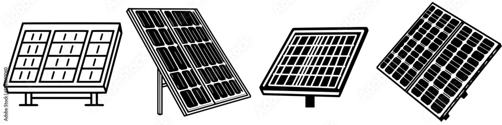 Solar panels showcasing different designs and angles for renewable energy solutions and sustainable living Solar panels showcasing different designs and angles for renewable energy solutions and sustainable living