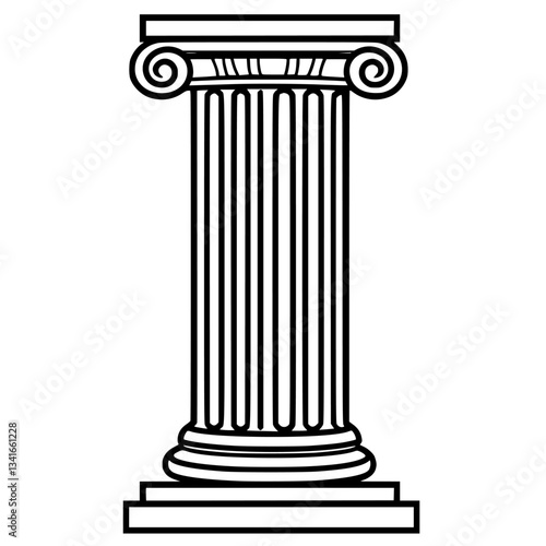 Classic architecture features a detailed column with intricate scrolls and fluted design often found in historical buildings