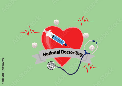 National Doctors' Day is a day celebrated to recognize the contributions of physicians to individual lives and communities,vector illustration