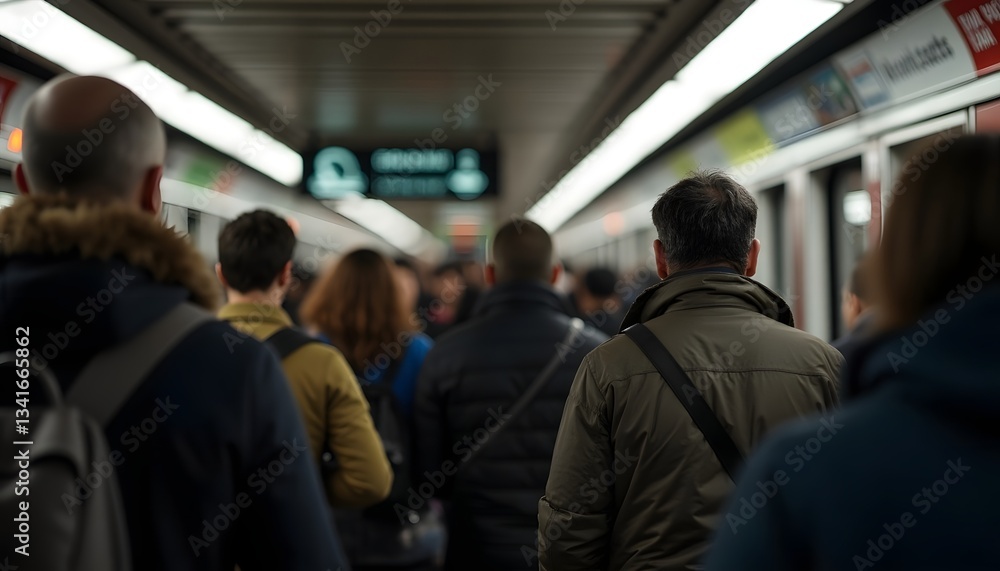 People Commuting in Subway Train During Rush Hour Travel People Commuting in Subway Train During Rush Hour Travel