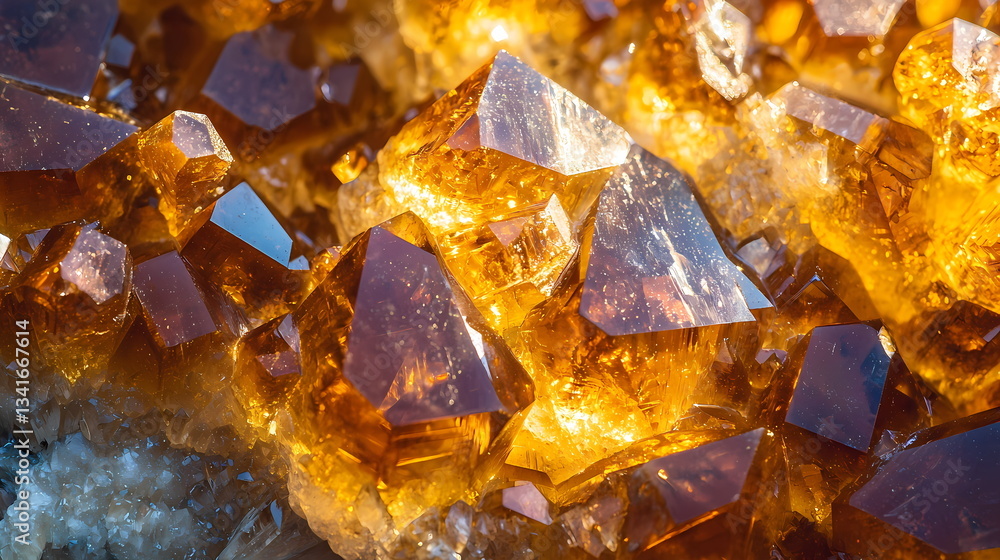 Citrine crystal cluster shining with natural golden light Citrine crystal cluster shining with natural golden light