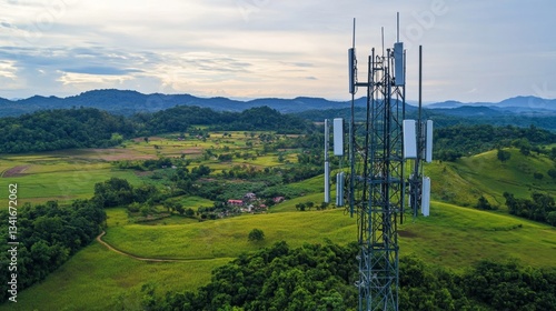 Enhancing connectivity mobile telecommunications tower rural area gigapixel image natural environment aerial view telecommunications