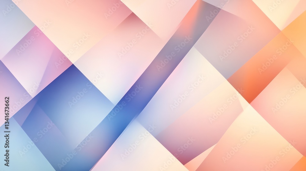 Fototapeta premium A geometric abstraction using a gradient of pastel colors to form overlapping diamond and triangular shapes