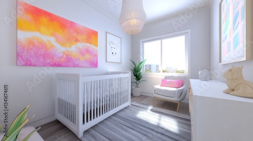Designing a modern baby room home interior design cozy environment eye-level view contemporary concept
