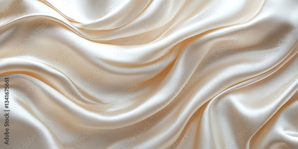 Obraz premium Creamy silk fabric, soft waves, elegant texture