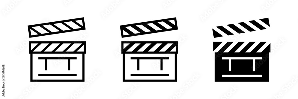 Fototapeta premium Clapperboard icon. Clapper board symbol. Vector