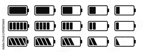 Battery level set. Battery indicator. Vector