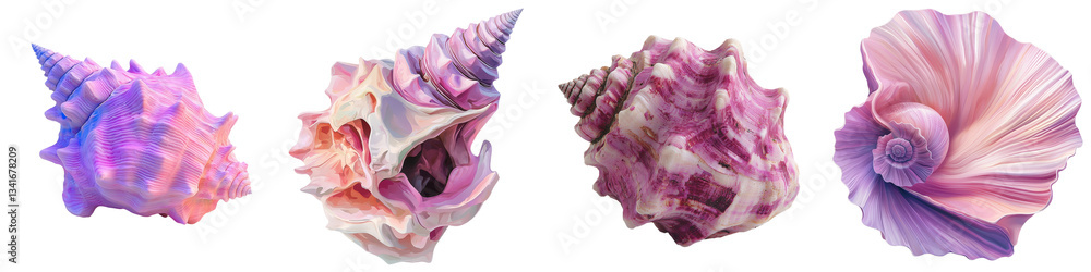 On a transparent background, a scallop shell is shown in isolation, a product of Generative Ai technology On a transparent background, a scallop shell is shown in isolation, a product of Generative Ai technology