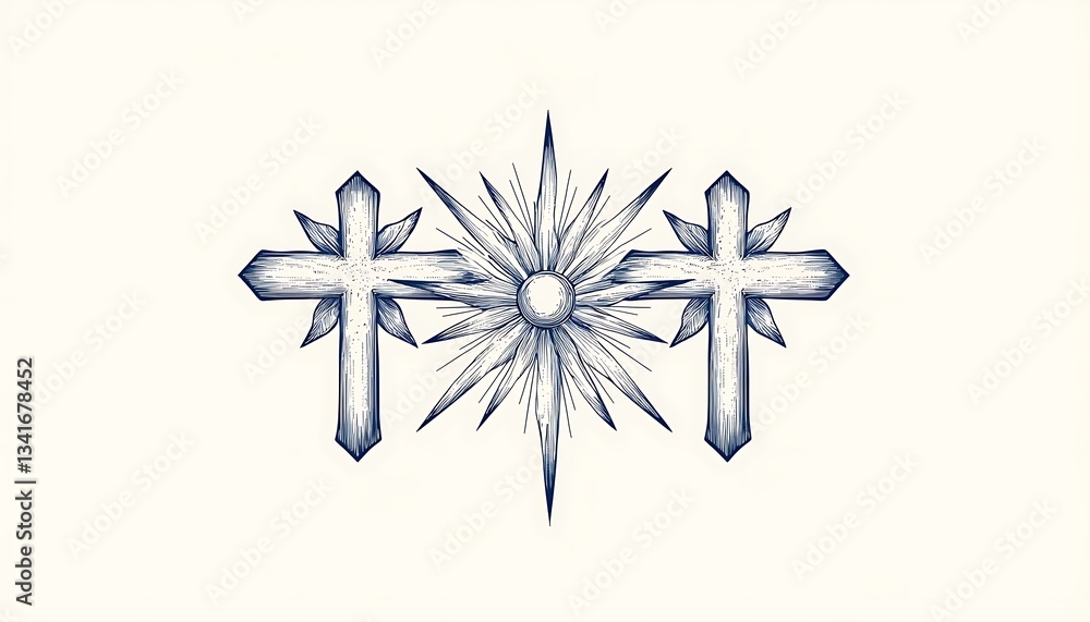 Crosses with Star, and Religious Symbol. Crosses with Star, and Religious Symbol.