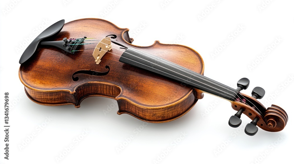 Fototapeta premium A handcrafted wooden violin with a natural wood grain texture and rich varnish