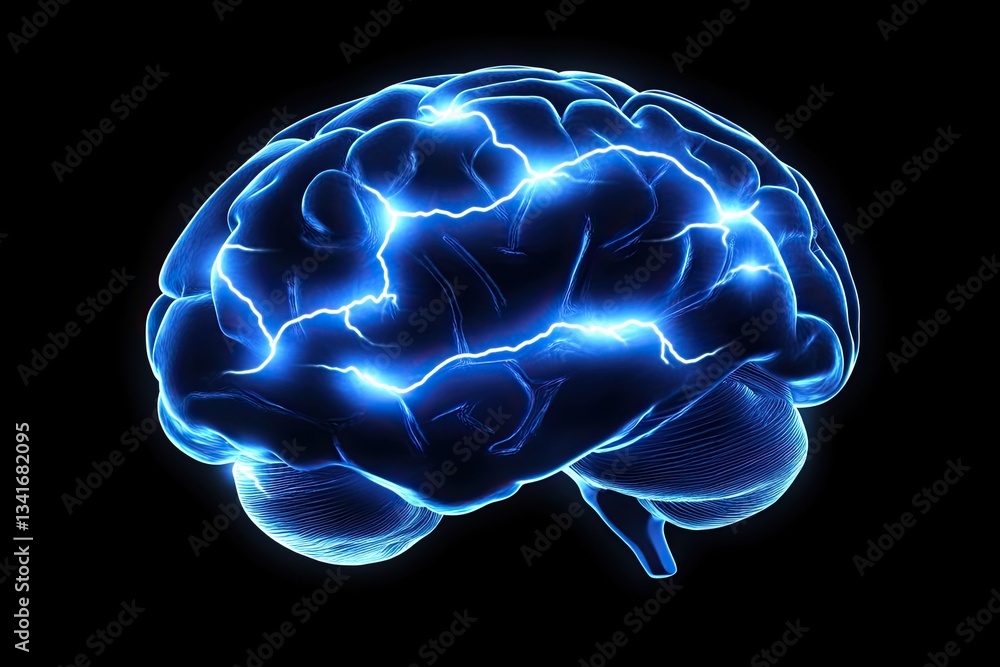Active human brain with electrical impulses Active human brain with electrical impulses