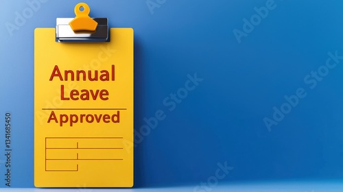 Bright Yellow Clipboard with Annual Leave Approval Document