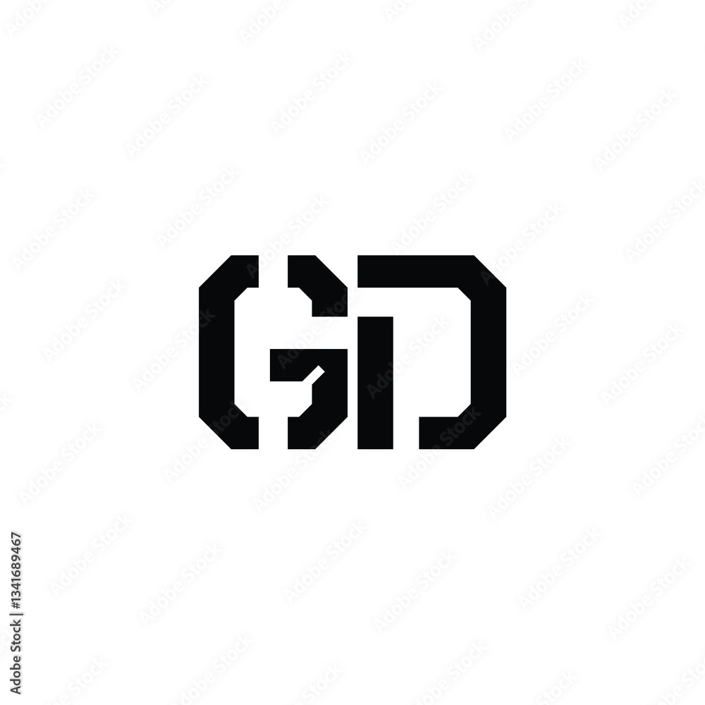 Obraz premium GD monogram logo design letter text name symbol monochrome logotype alphabet character simple logo