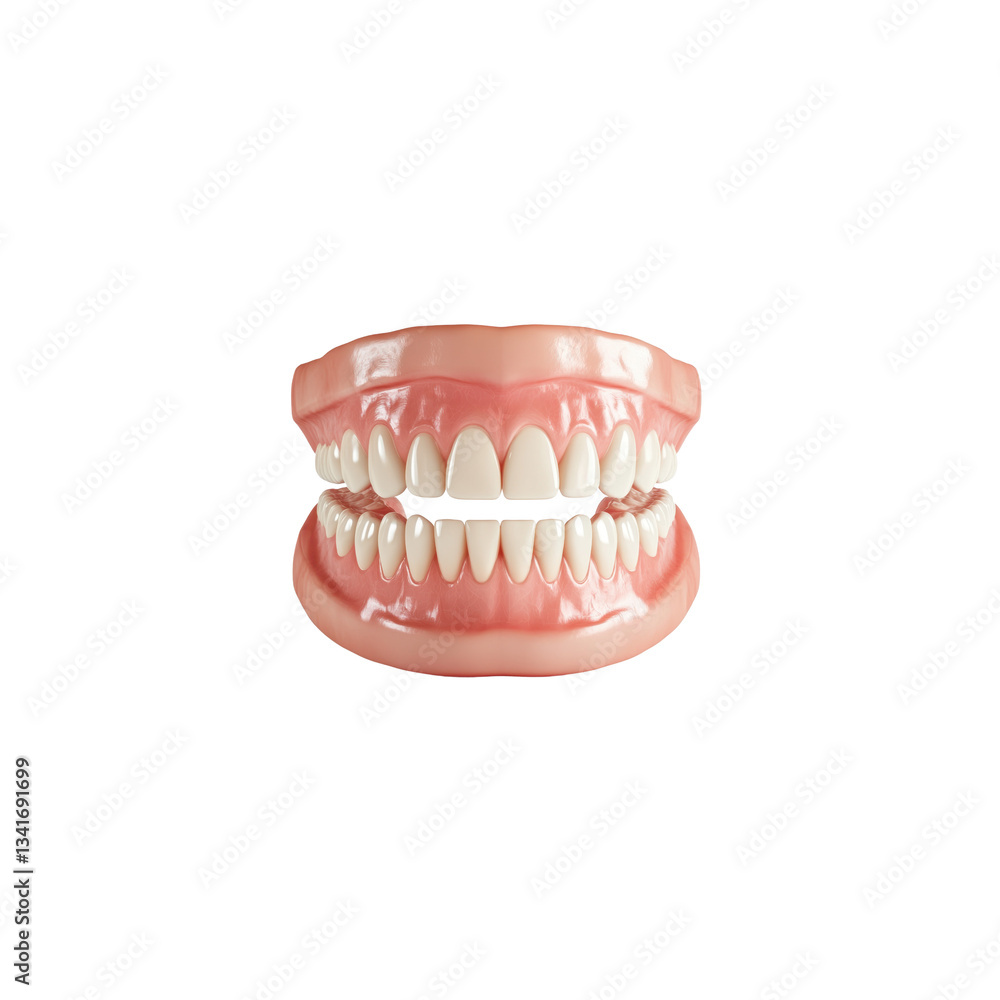 Obraz premium A mouth featuring flawless white teeth is presented on a clear background, emphasizing dental care and aesthetic appeal.