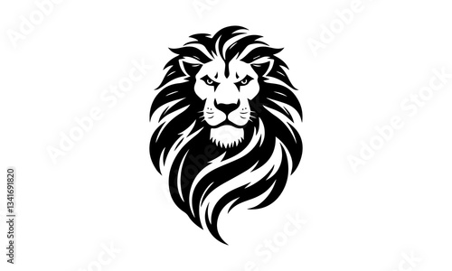 Wallpaper Mural Lion logo template. Black and white silhouette of a lion's head with a detailed mane. Symmetrical logo symbolizing strength, leadership and power Torontodigital.ca