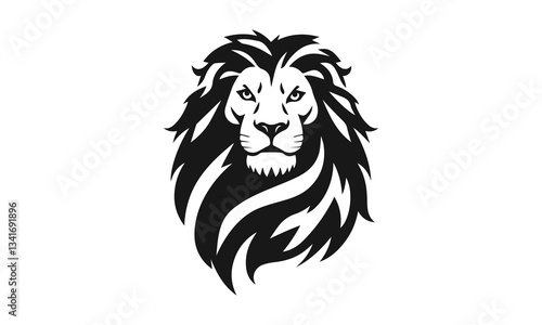 Wallpaper Mural Lion logo template. Black and white silhouette of a lion's head with a detailed mane. Symmetrical logo symbolizing strength, leadership and power Torontodigital.ca