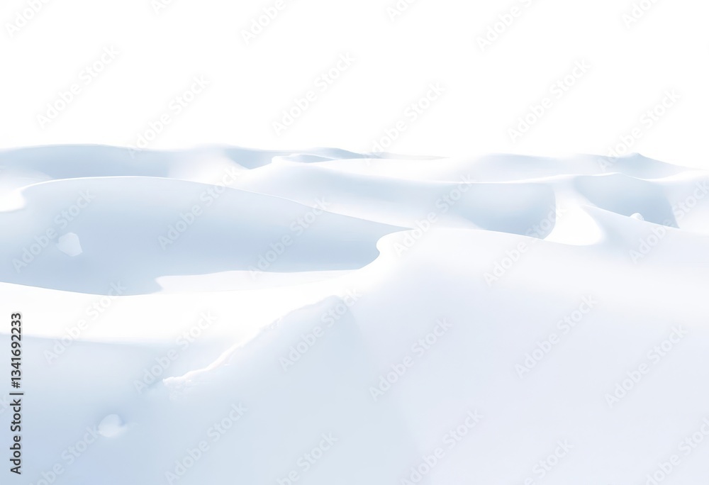 Obraz premium Isolated snowdrifts, sculpted by wind, pristine white background, winter wonderland, isolated