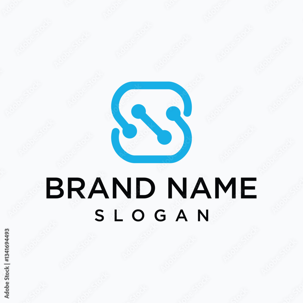 Connected letter S logo, abstract design with interconnected dots. Represents network, technology, and connectivity. Ideal for tech or communication brands. Connected letter S logo, abstract design with interconnected dots. Represents network, technology, and connectivity. Ideal for tech or communication brands.