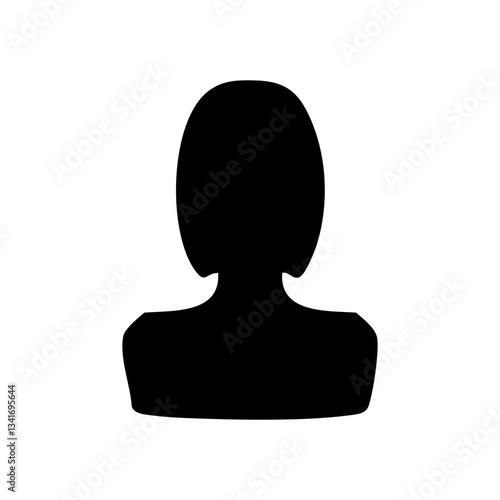 痩せすぎな女性ボブカット　シルエットイラスト