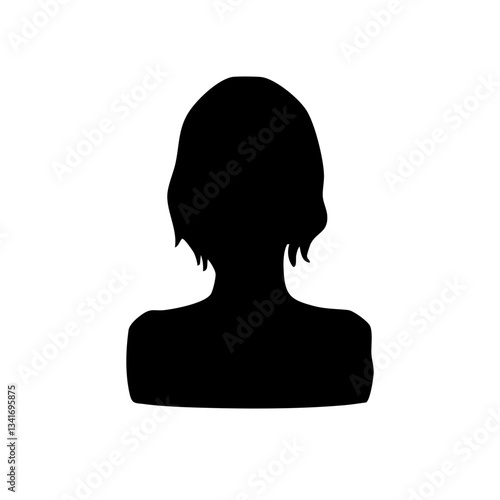 痩せすぎな女性ボブカット　シルエットイラスト