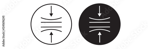 Elasticity, compress and pressure, stretching and expansion, resilience material icon  . 