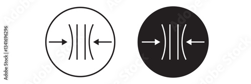 Elasticity, compress and pressure, stretching and expansion, resilience material icon  . 