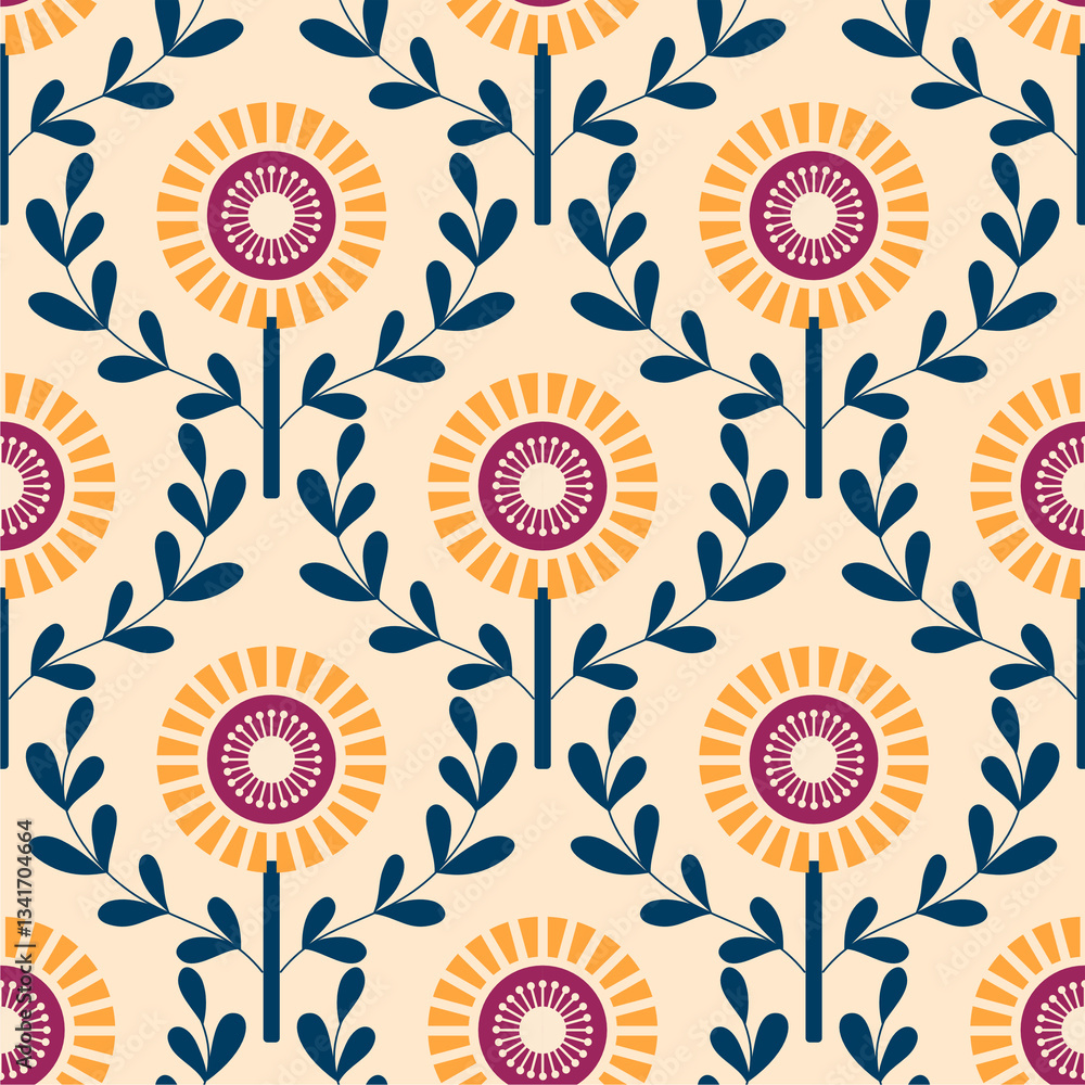 seamless pattern with floral elements in retro scandinavian style.
seamless pattern with floral elements in retro scandinavian style.