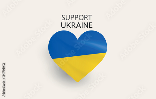 Support Ukraine Heart. Ukrainian Flag Symbol of Freedom and Solidarity. Editable image.