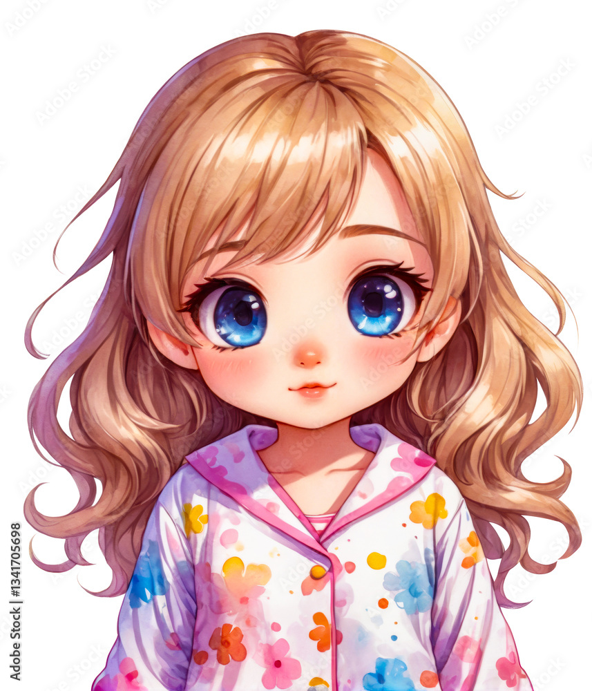 Adorable Anime Girl with Blonde Hair and Big Blue Eyes Adorable Anime Girl with Blonde Hair and Big Blue Eyes