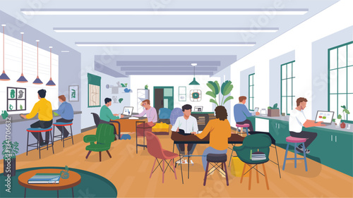 Digital Nomad in a Coworking Space. Business meeting in office