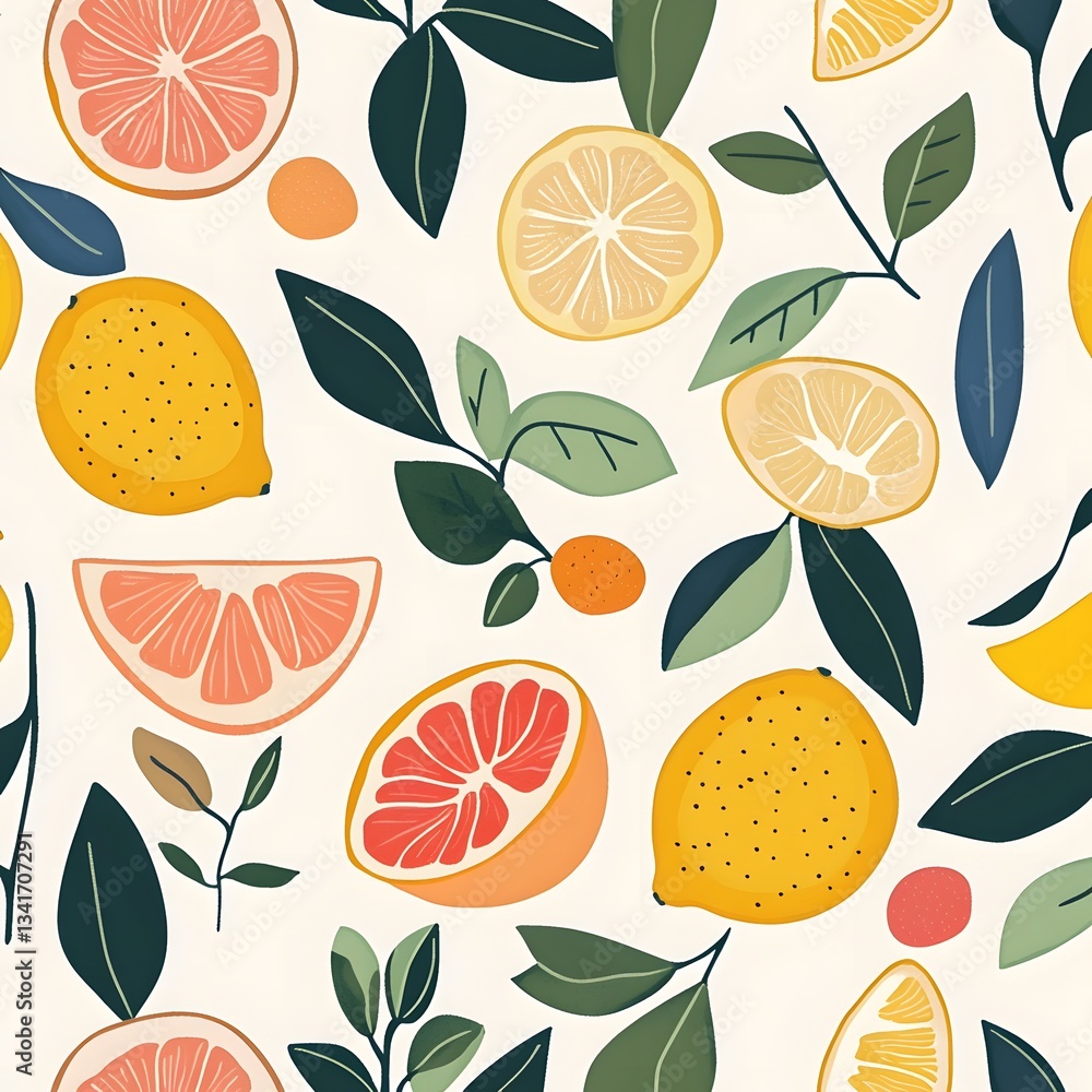 A seamless pattern of bright, juicy citrus fruits like lemons, oranges, and grapefruits. A seamless pattern of bright, juicy citrus fruits like lemons, oranges, and grapefruits.
