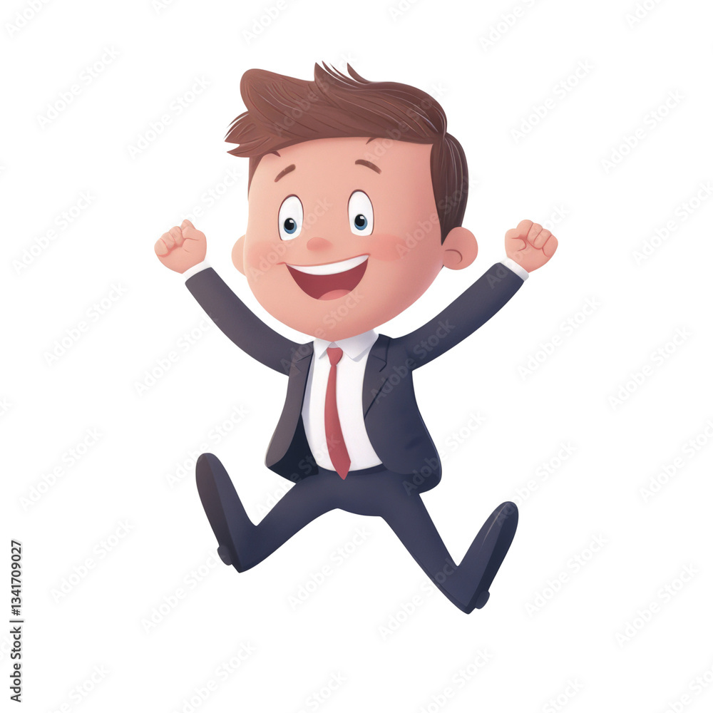 Businessman in a suit floating in mid-air, arms at his sides, isolated on a white background Businessman in a suit floating in mid-air, arms at his sides, isolated on a white background