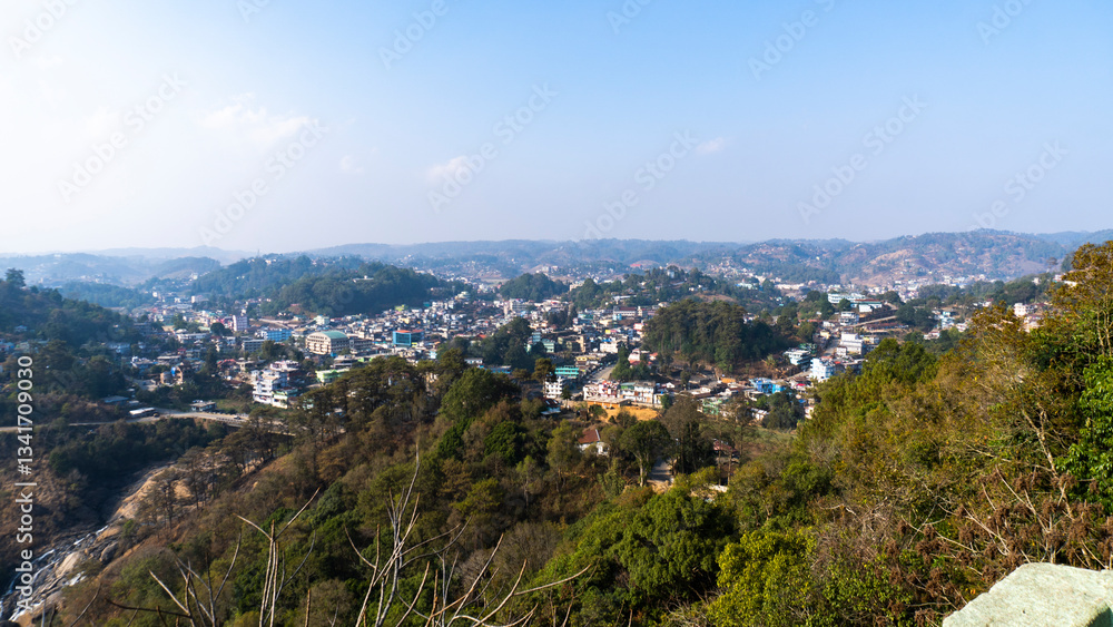 Obraz premium Top shot of Nongstoin City in Meghalaya Northeast India 1