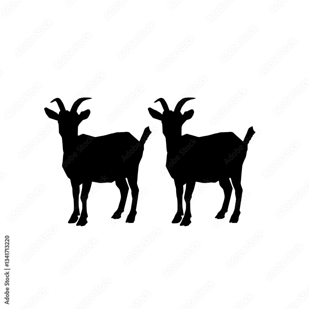 Fototapeta premium Goat Silhouette Illustration in Various Variations