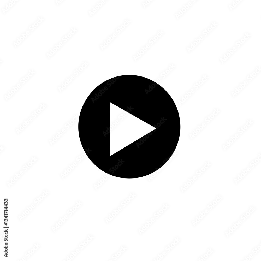 Black and white circular play button icon symbolizing video playback, digital media streaming, and online content interaction. Black and white circular play button icon symbolizing video playback, digital media streaming, and online content interaction.